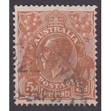 Australian  King George V  5d Brown   Wmk  C of A  Plate Variety 3L20..